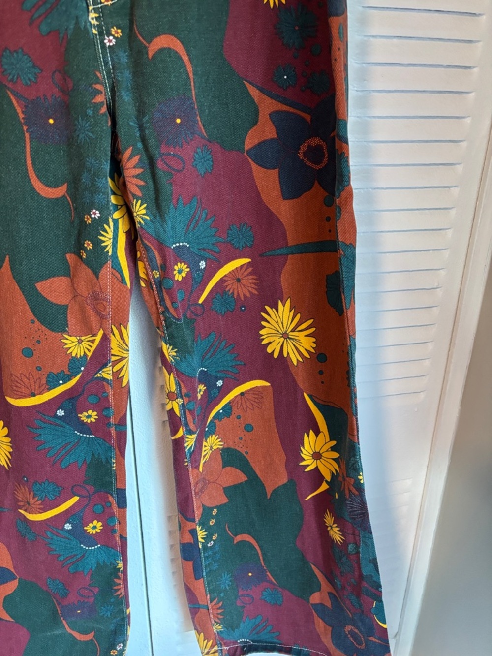 KCGH Retro Floral Wide-Leg Pants – Bold 70s Statement | Size XL - Picture 5 of 12